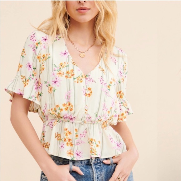 Lost + Wander Floral Bloom Baby Blouse- Size Medium - Picture 1 of 7